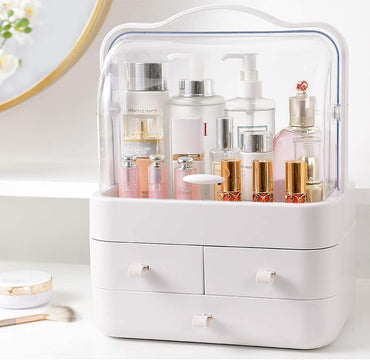 (Net) Cosmetic Organizer Make Up  Dustproof Beauty Storage Box  with Lid and Carry Handle / LD-288 / 31357