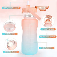 **NET** Motivational Water Bottle With Straw  Leakproof Sports Water Bottle for Gym Camping Tour / 51588 / JR23-12 / JR23-14