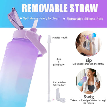 **NET** Motivational Water Bottle With Straw  Leakproof Sports Water Bottle for Gym Camping Tour / 51588 / JR23-12 / JR23-14