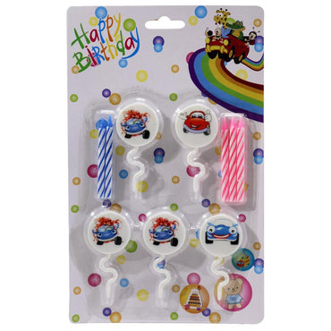 Birthday - Candles With Holders ( 5 Pcs) Cars Birthday & Party Supplies
