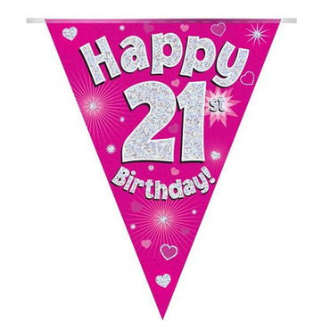 Happy 21 Birthday Flag Banner (10 Pcs) Birthday & Party Supplies