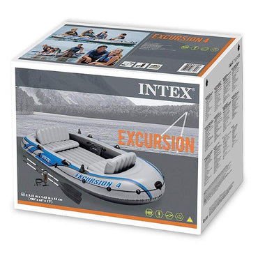 Intex Mariner Inflatable Boat with Canopy & Oars, PVC, Grey