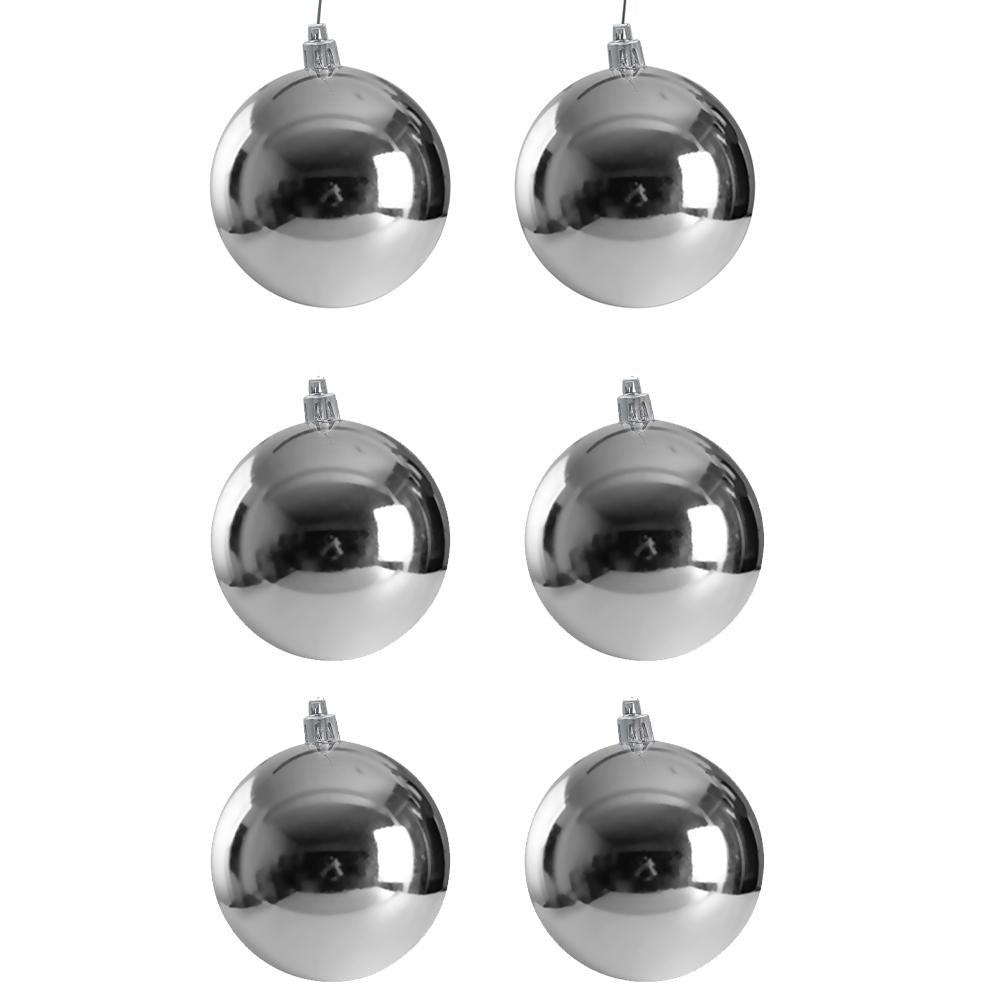 Christmas Decoration Ball 8 Cm (Set of 6)- Silver.