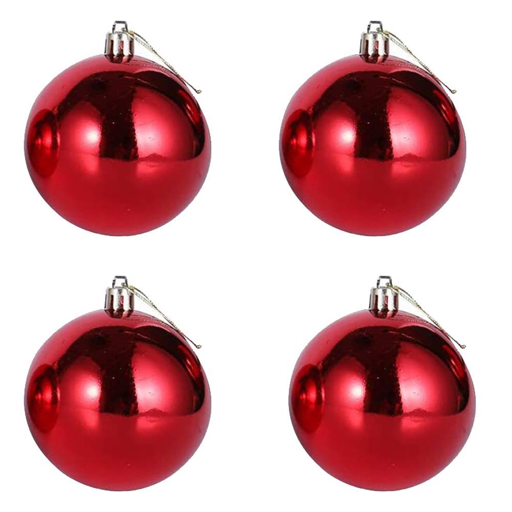 Christmas Decoration Ball 10 Cm (Set of 4)- Red.