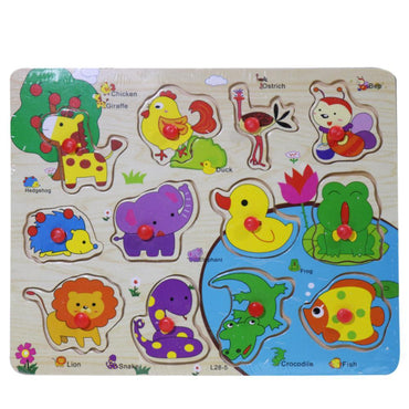 Play And Learn Wooden Puzzle Zoo Animals /l28-5 Toys & Baby