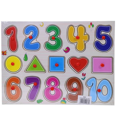 Play And Learns Wooden Puzzle Numbers 0-10 With Shapes Toys & Baby