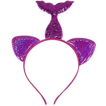 Glitter Mermaid Hair Band / Q-552 Fuchsia Birthday & Party Supplies