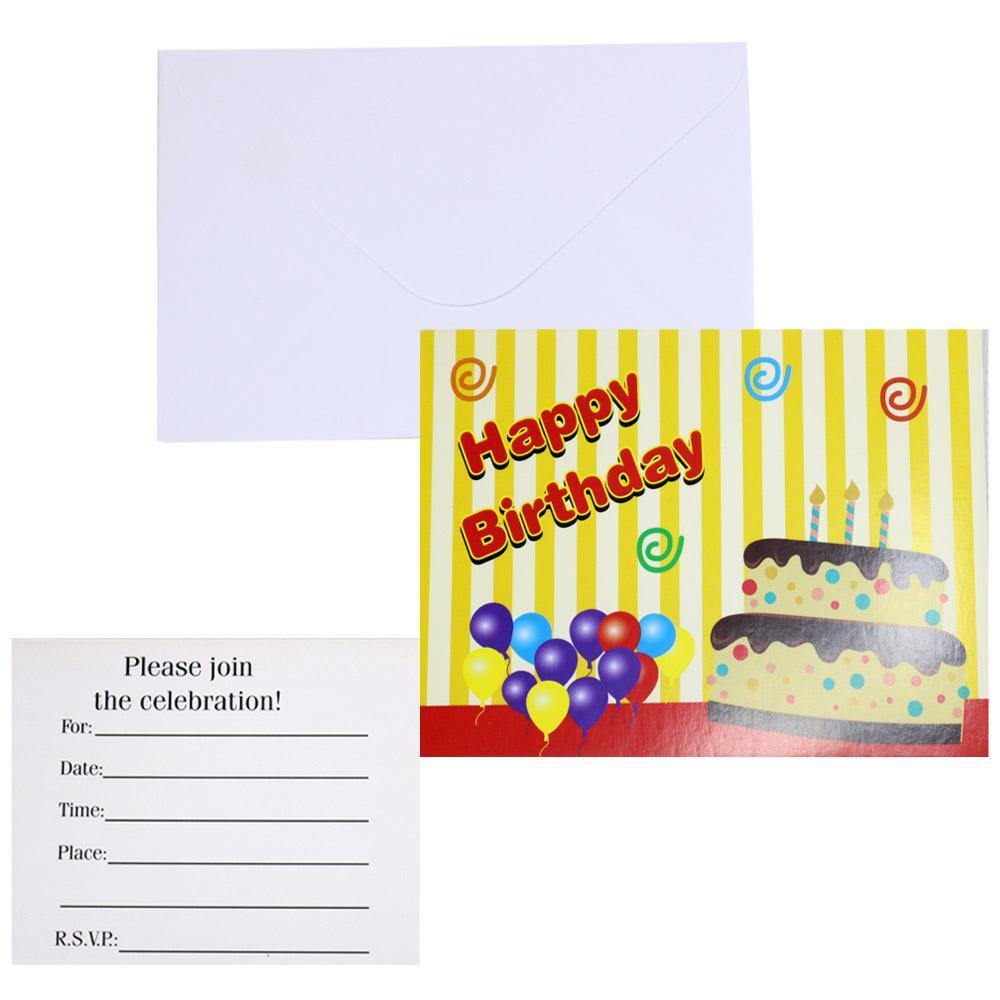 Birthday- Invitation Cards (10 Pcs) Cake / Yellow Birthday & Party Supplies