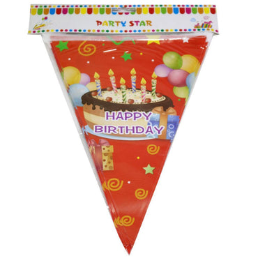 Birthday Flag Banners ( 10Pcs)/ E-106 Red Happy Birthday & Party Supplies