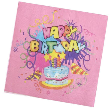 Happy Birthday Pink Napkin (20 Pcs)/ Ab-96 Birthday & Party Supplies
