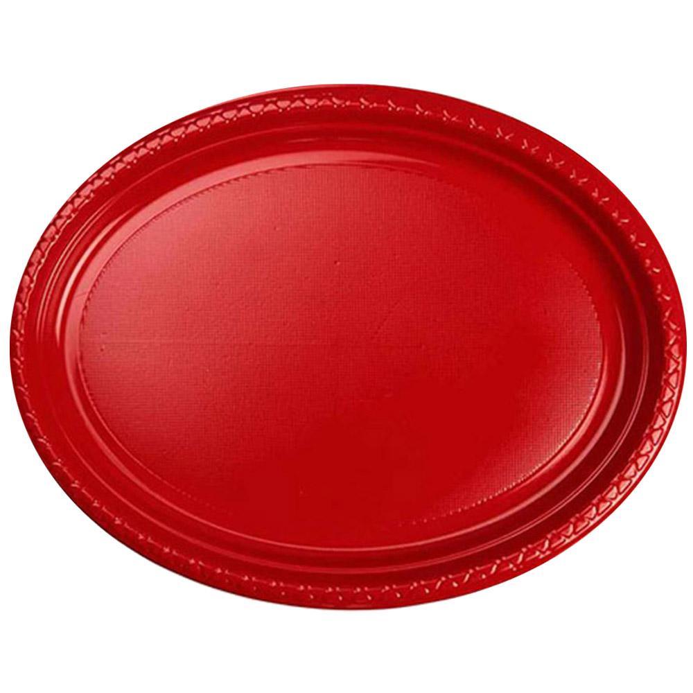 Oval Plastic Plate (6Pcs) N-534/c-729 Red Cleaning & Household