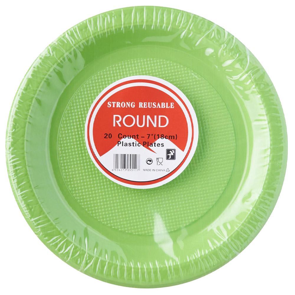 Strong Round Plastic Plates (20 Pcs) / H-912 Green Cleaning & Household