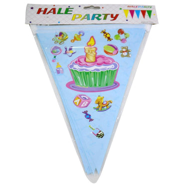 Birthday Flag Banners ( 10Pcs)/ E-106 Blue Cup Cake Birthday & Party Supplies