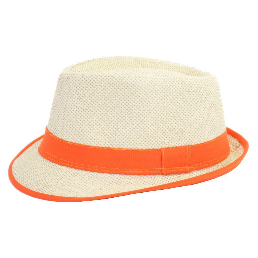 Straw Gangster Hat Orange Neon Summer