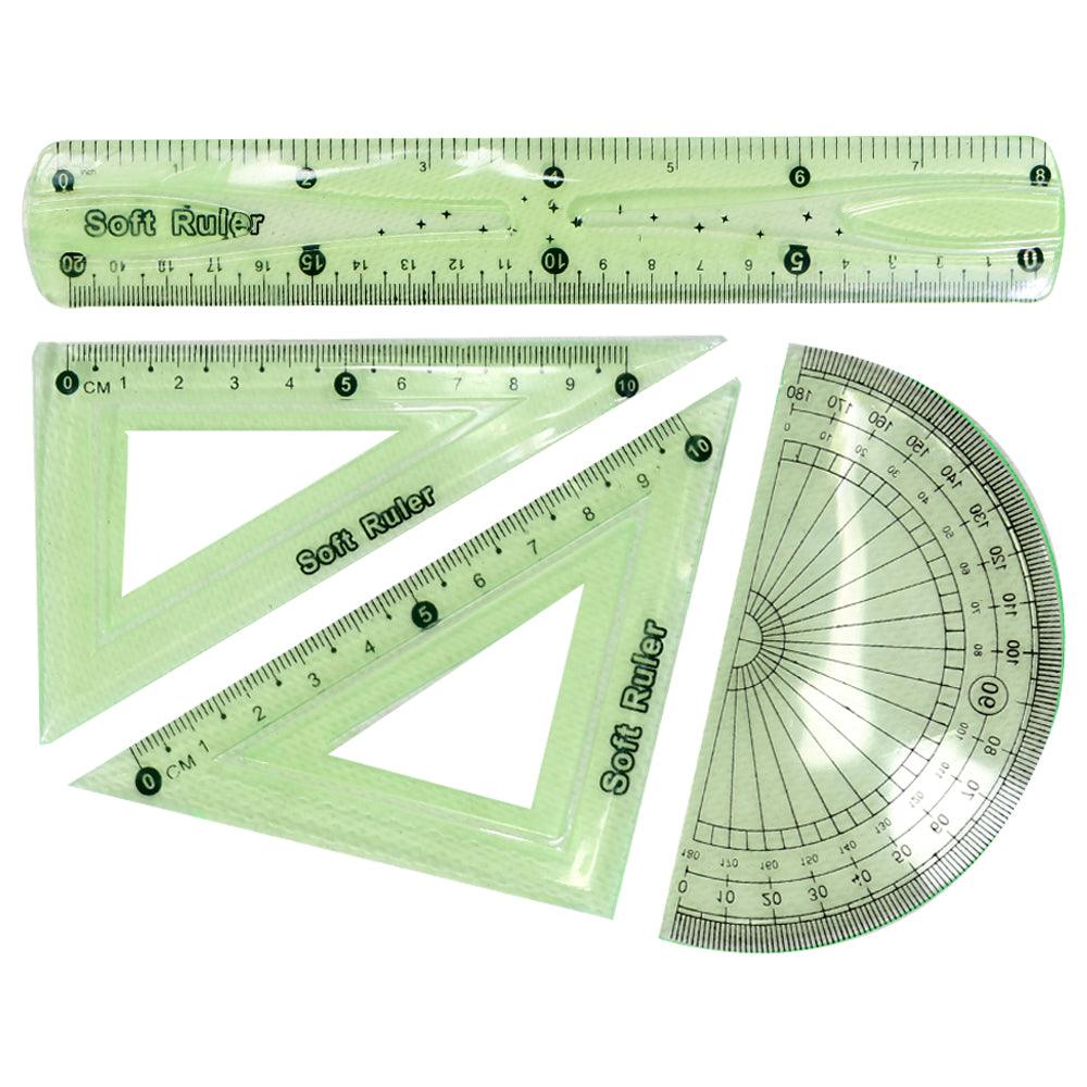 Set Of 4 Flexible Rulers In Button Click Bag / BZJ-2012