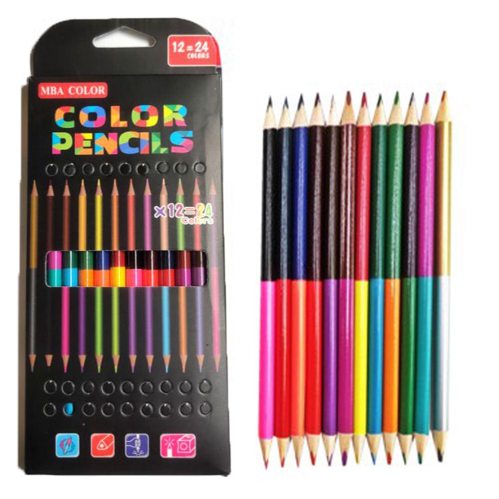MBA Color Pencils - 12 Pencil 24 Colors /P-208 / DW9002 - Karout Online -Karout Online Shopping In lebanon - Karout Express Delivery 