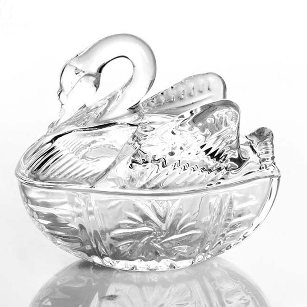 Crystal Glass Swan Shape Candy Storage Box / J-303 Tg036 Home & Kitchen