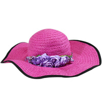 Foldable Wide Brim Women Hat Fuchsia Summer