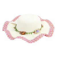 Straw Hat Flower Designed Wide Brim Women Hat.