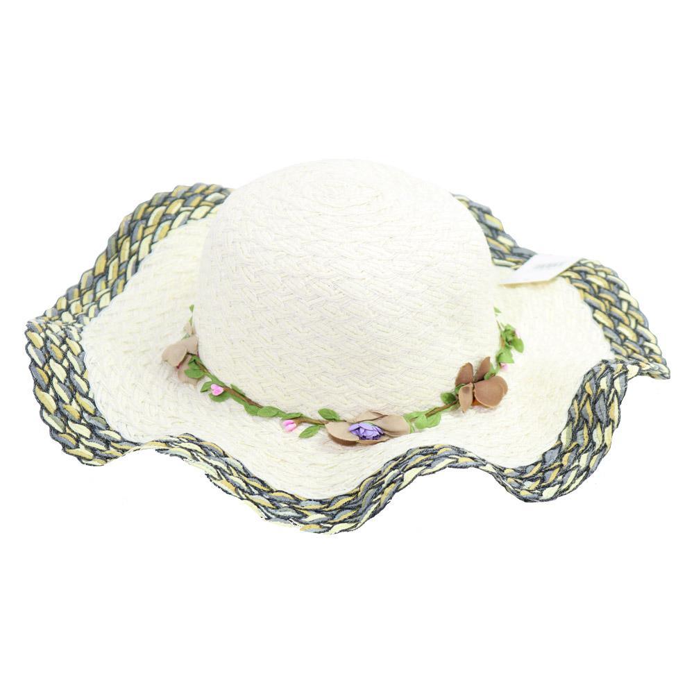 Straw Hat Flower Designed Wide Brim Women Hat.