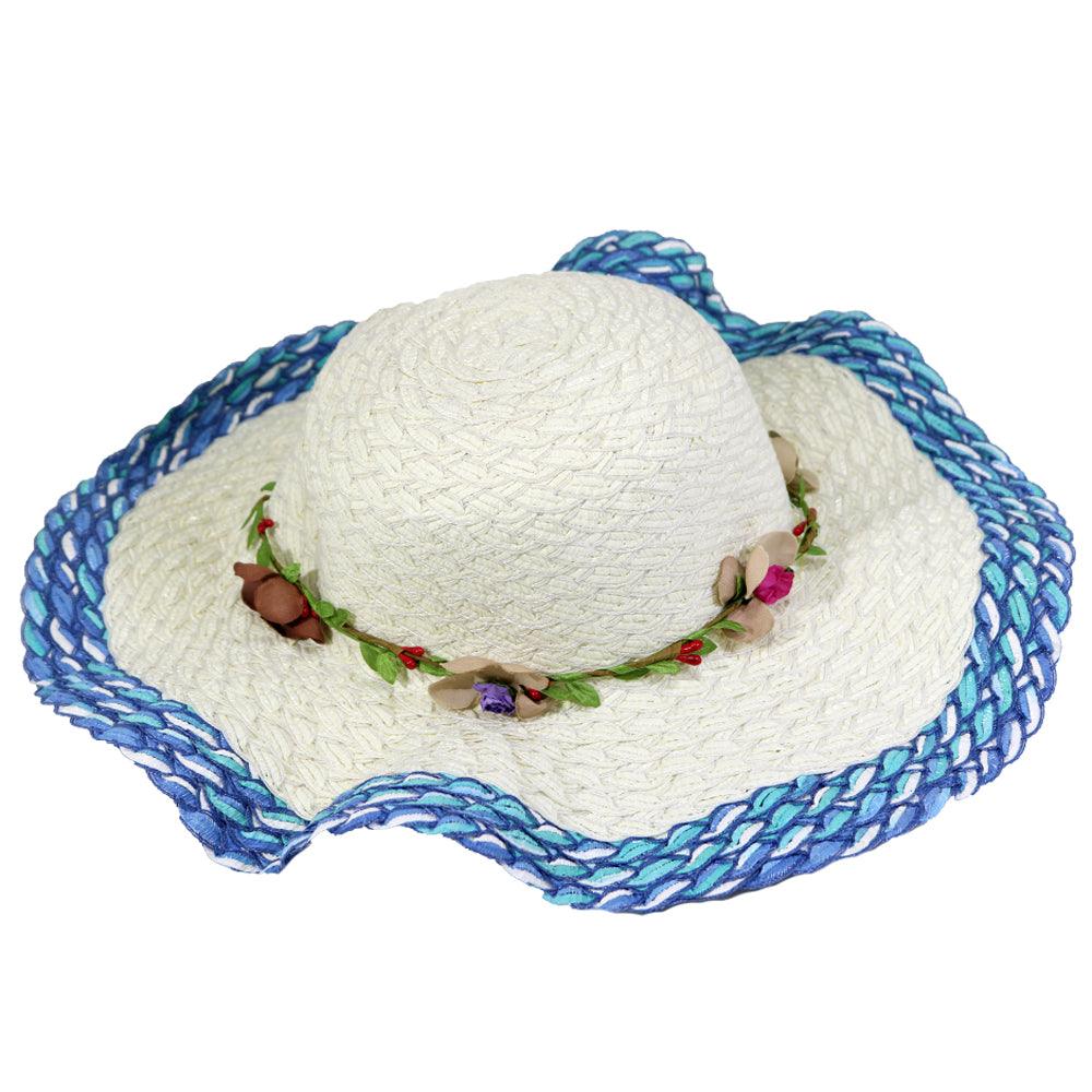 Straw Hat Flower Designed Wide Brim Women Hat/ E-260 - Karout Online -Karout Online Shopping In lebanon - Karout Express Delivery 