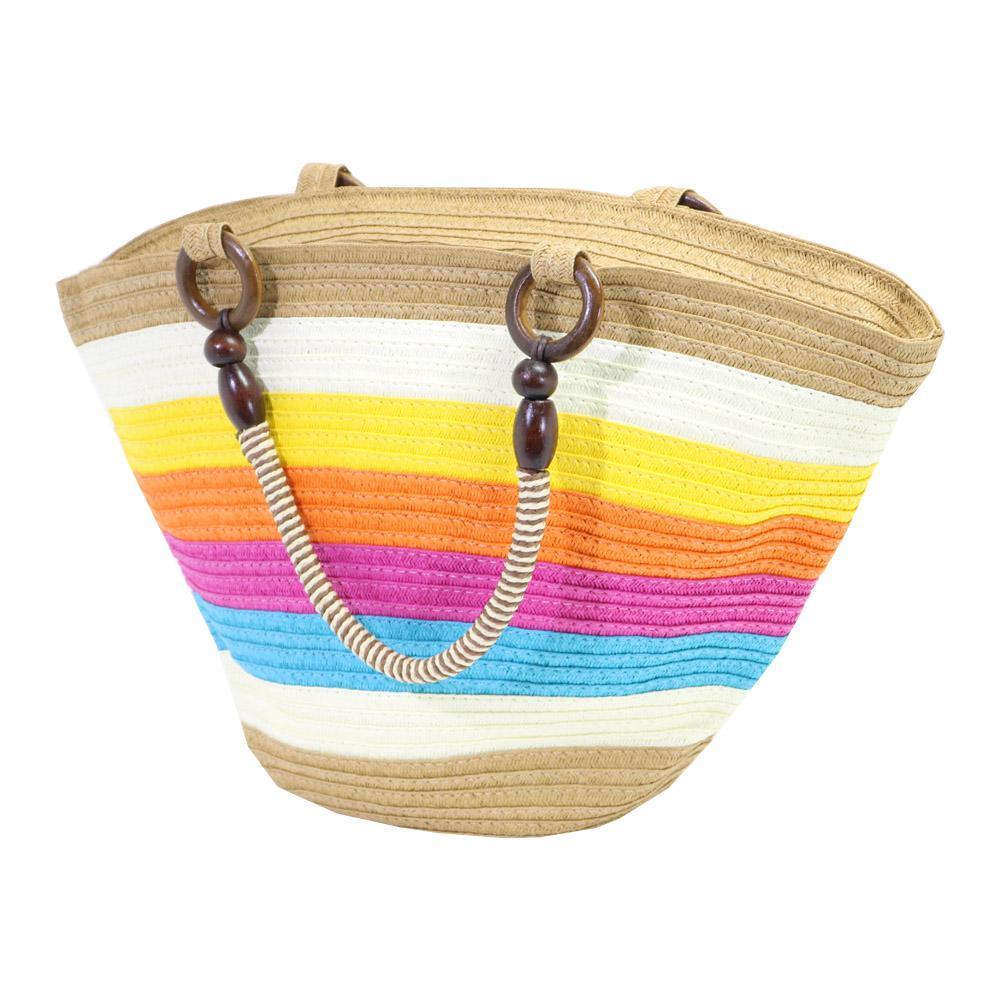 Multi Color Straw Beach Bag.