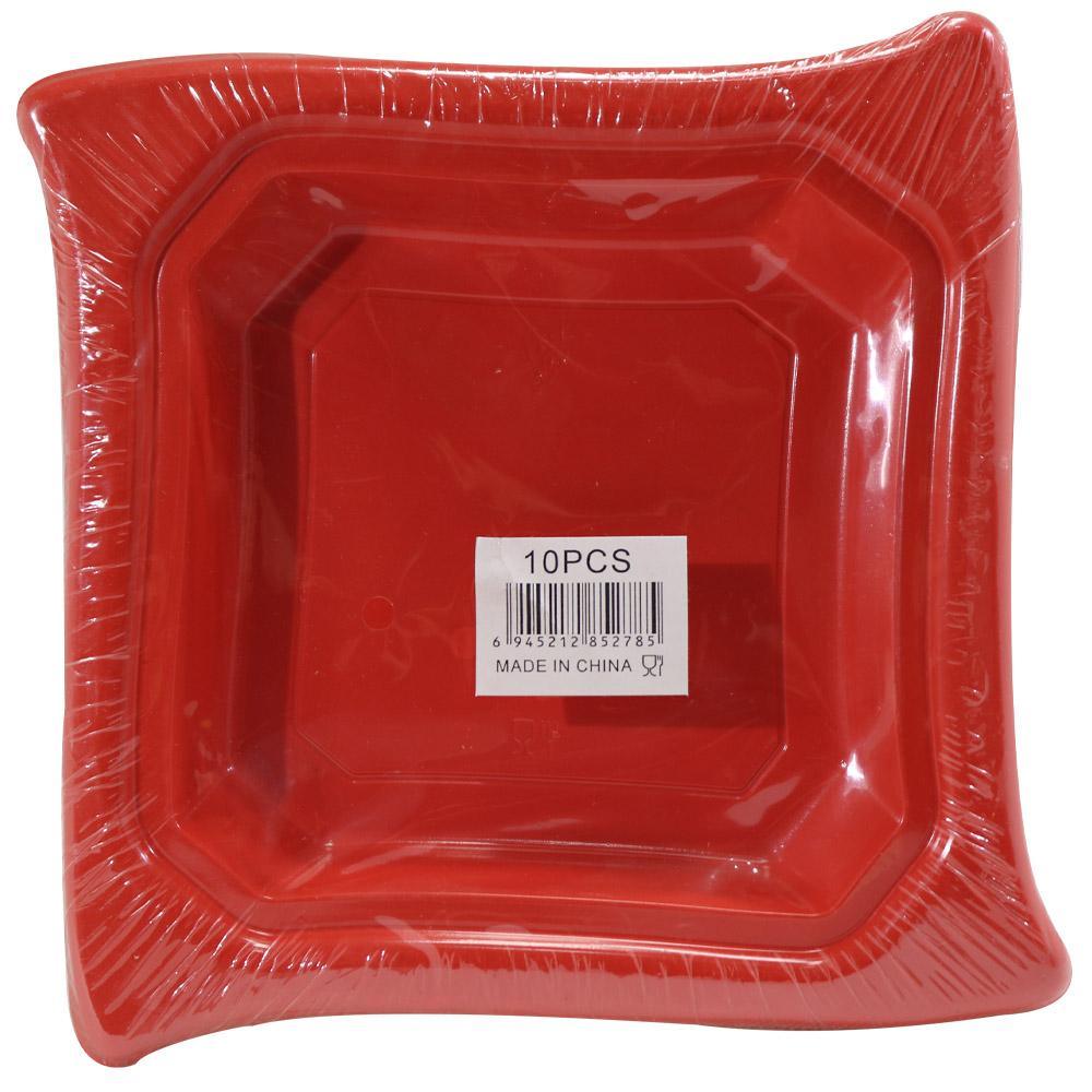 Colored Squared Plastic Plate ( 10 Pcs) / H-908 34393 Birthday & Party Supplies