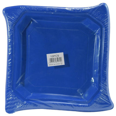 Colored Plastic Squared Plate (10 Pcs)/ 34393-1/h-909 / 852792 Blue Birthday & Party Supplies