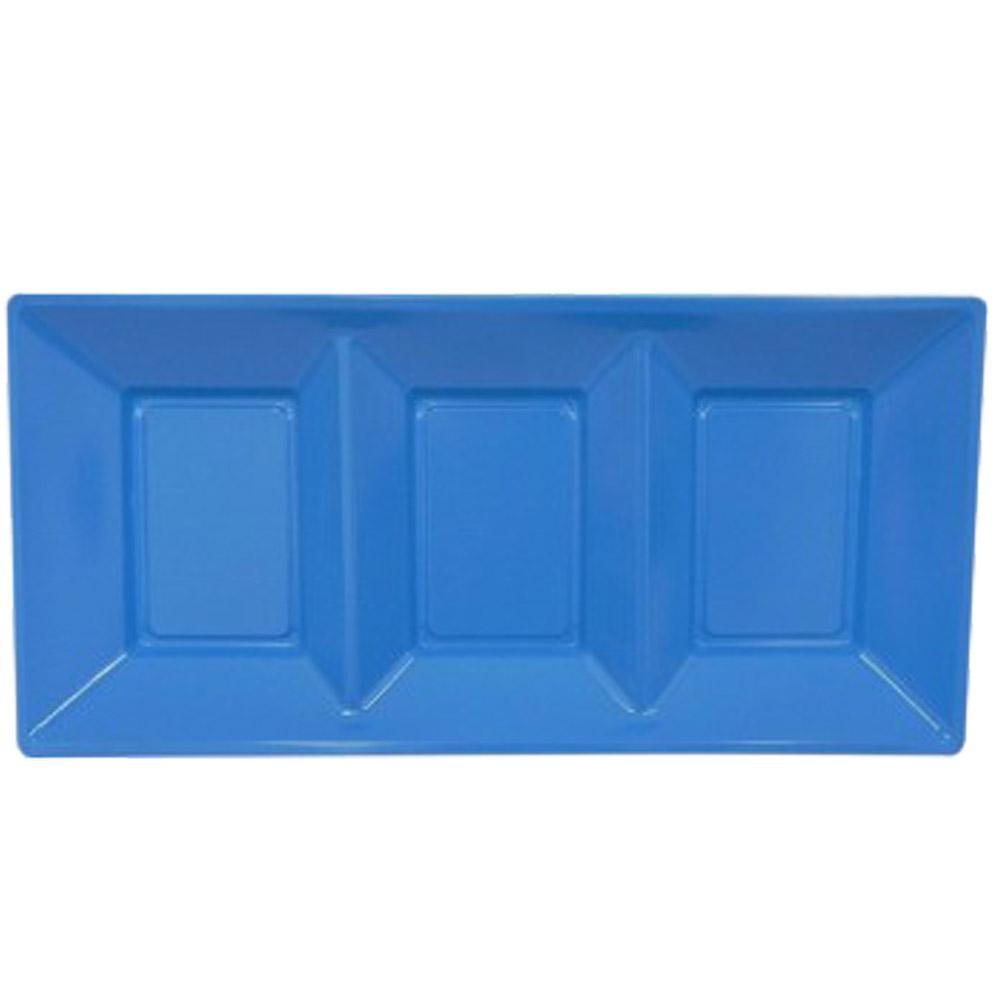 3 Sliced Blue Rectangular Plastic Plate (3 Pcs)/ J-305P Cleaning & Household