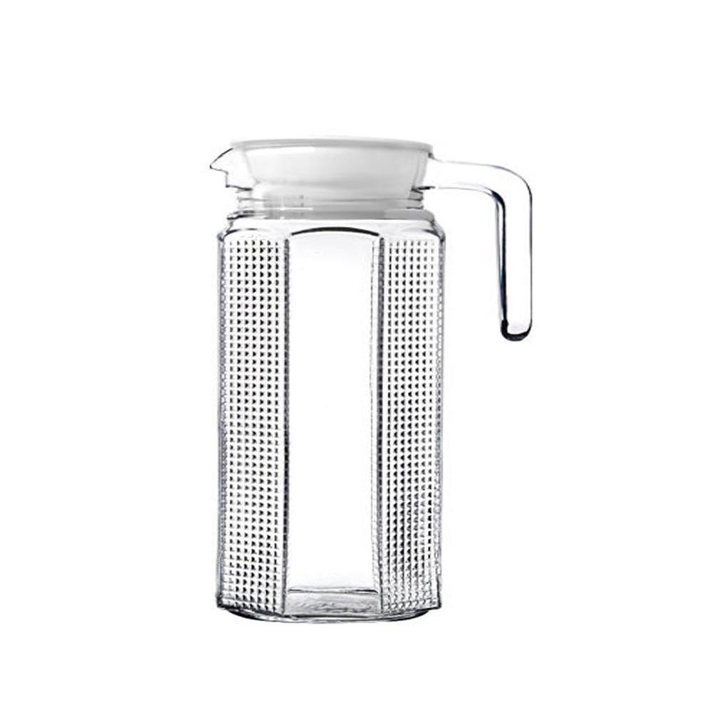 Hexagon Glass Jug With Lid Juice / N-151 Home & Kitchen