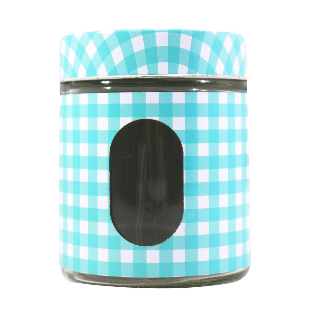 Striped Glass Jar with Lid / K-252 - Karout Online -Karout Online Shopping In lebanon - Karout Express Delivery 
