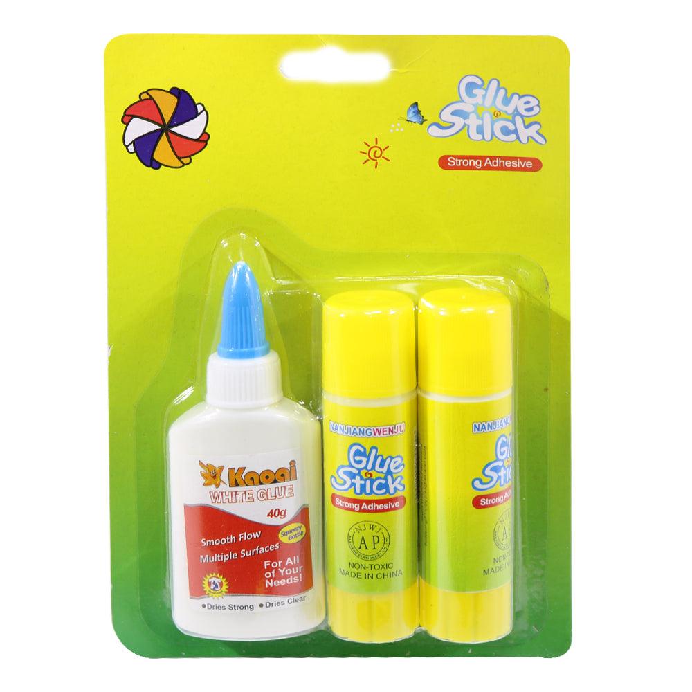 Craft Glue with Two Glue Stick Set (3 Pcs) / Q-92 - Karout Online -Karout Online Shopping In lebanon - Karout Express Delivery 