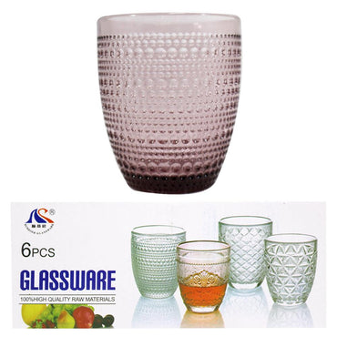 Set of Rounded Dotted Glass Cups ( 6 Pcs) / MW-449 - Karout Online -Karout Online Shopping In lebanon - Karout Express Delivery 