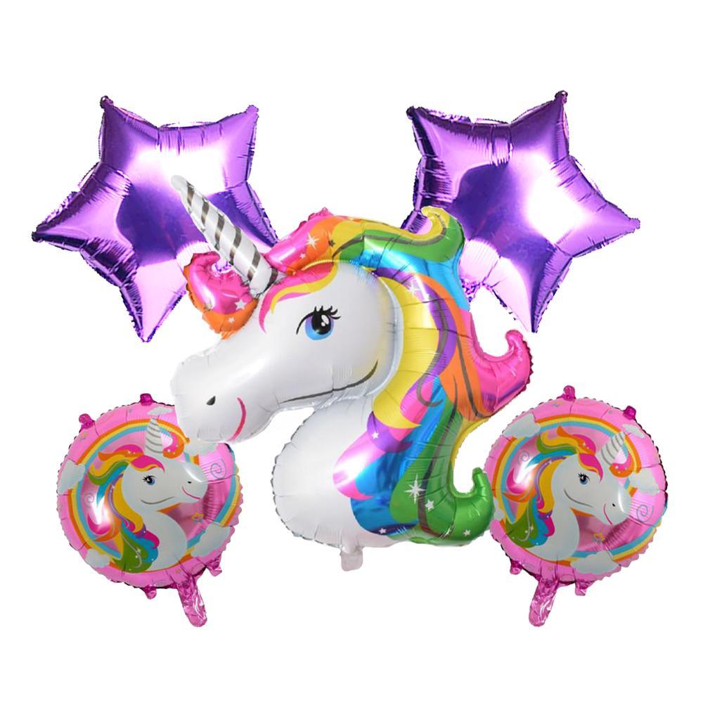 Birthday Unicorn Foil Balloon 5Pcs/set Q-531 (H.l.balloon) Birthday & Party Supplies