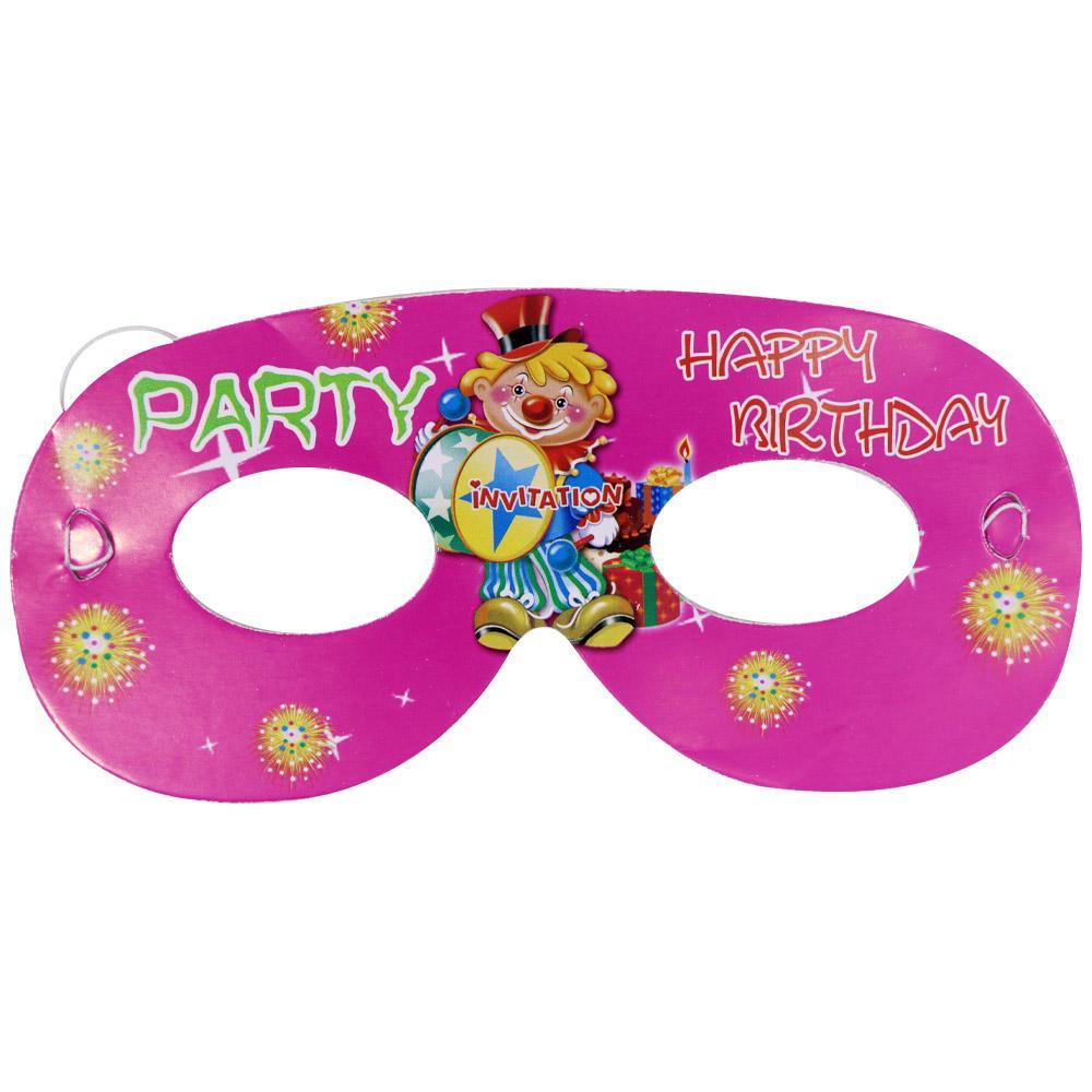 Happy Birthday Masks ( 10 Pcs) / E-513 Invitation Fuchsia Birthday & Party Supplies