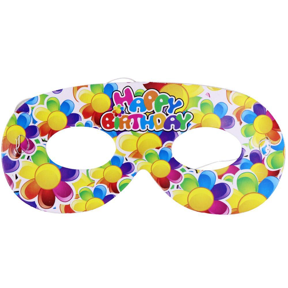Happy Birthday Masks ( 10 Pcs) / E-513 Flowers Colorful Birthday & Party Supplies