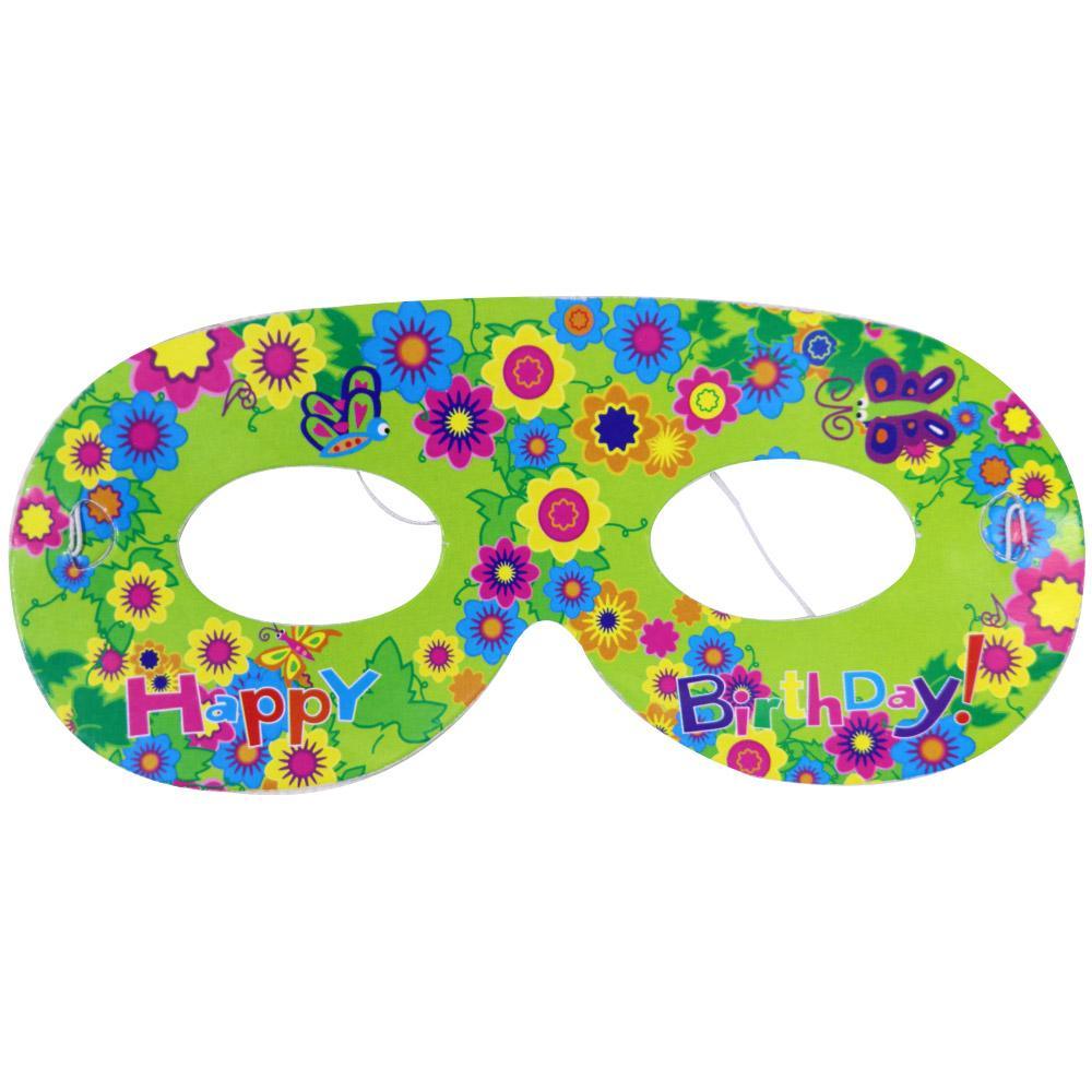 Happy Birthday Masks ( 10 Pcs) / E-513 Flower Green Birthday & Party Supplies