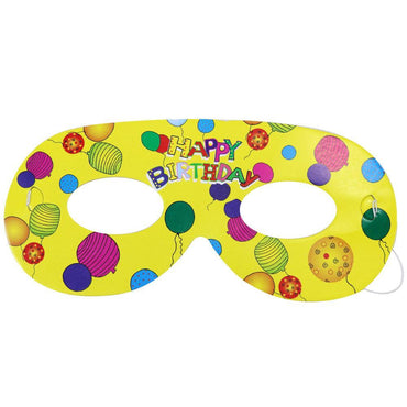 Happy Birthday Masks ( 10 Pcs) / E-513 Happybirthday Yellow Birthday & Party Supplies