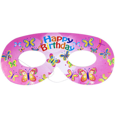 Happy Birthday Masks ( 10 Pcs) / E-513 Butterfly Pink Birthday & Party Supplies