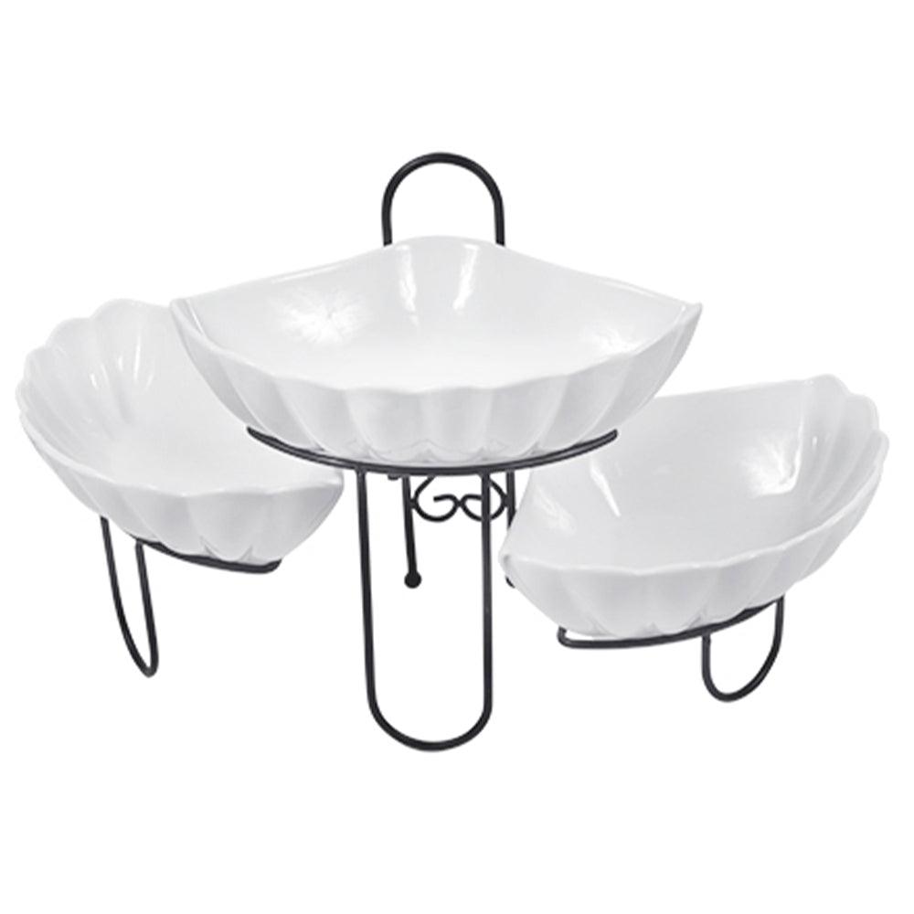 3 Tier Porcelain Plate With Stand/ CHK2160 - Karout Online -Karout Online Shopping In lebanon - Karout Express Delivery 