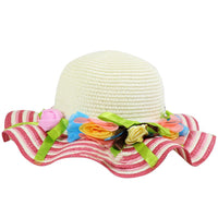 Straw Flower Designed Hat Fuchsia & Pink Summer
