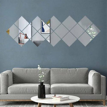 (NET) Acrylic Mirror Wall Sticker Modern Tile Adhesive  Mirror for Wall Decor / 23FK029