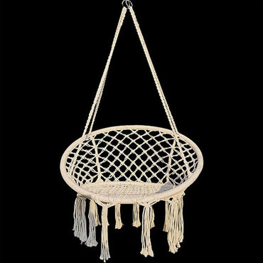 Shop Online Swing Chair Hammock-Rope Garden-Seat Hanging Beige Safety Nordic-Style Knitting For Yard - Karout Online Shopping In lebanon 