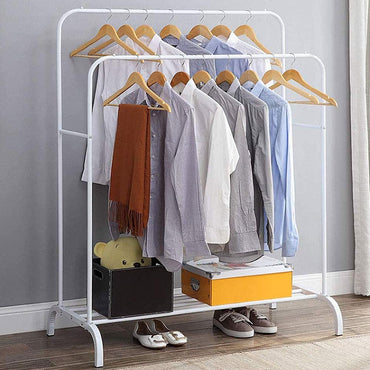 (Net) Double Pole Hanger Strong Steel Structure Laundry Rack Cloth Organizer Hanger 5089 / 2112345678924