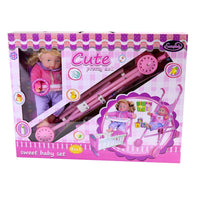 Baby Doll With stroller, crib , high chair.