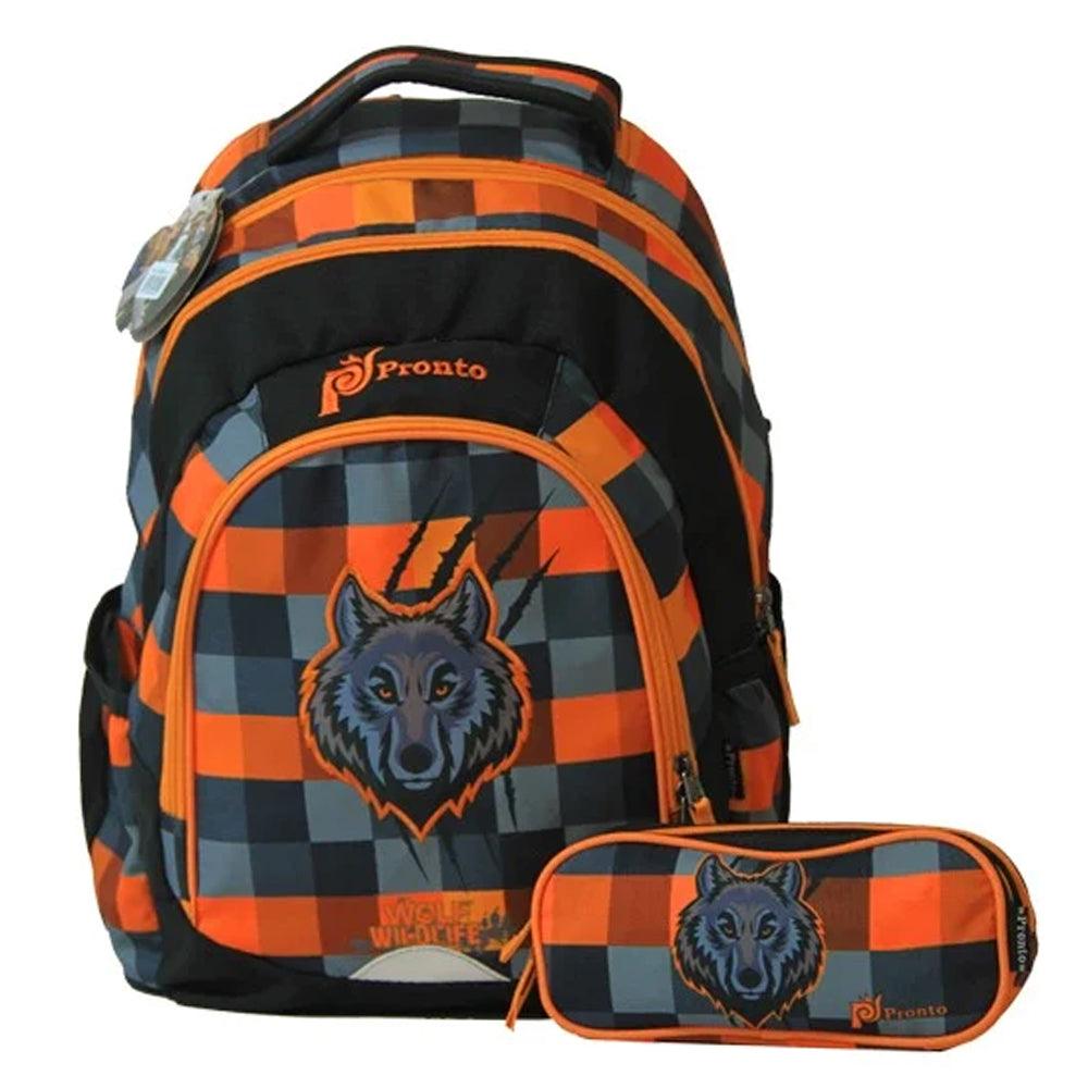 Pronto 18 Inch School Bag Wolf 2 Pieces - Karout Online -Karout Online Shopping In lebanon - Karout Express Delivery 