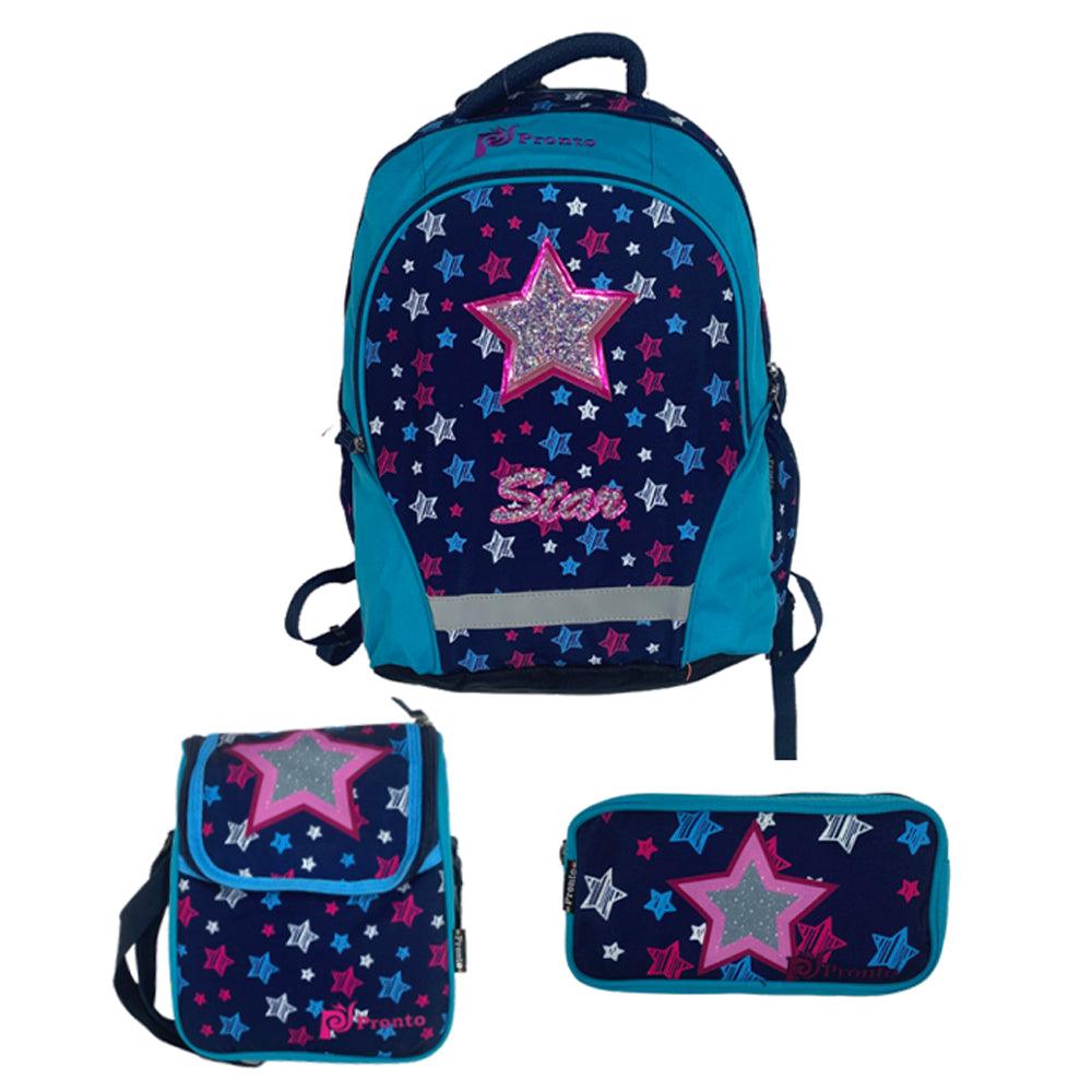 Pronto 18 Inch School Bag Star Set-1 (3 Pieces) - Karout Online -Karout Online Shopping In lebanon - Karout Express Delivery 