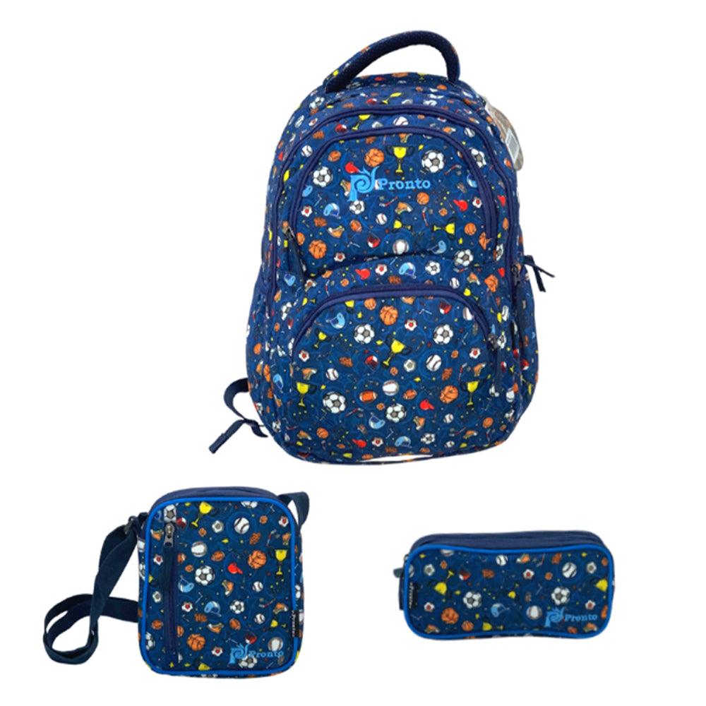 Pronto 18 Inch Balls School Bag Set-3 ( 3 Piece ) - Karout Online -Karout Online Shopping In lebanon - Karout Express Delivery 