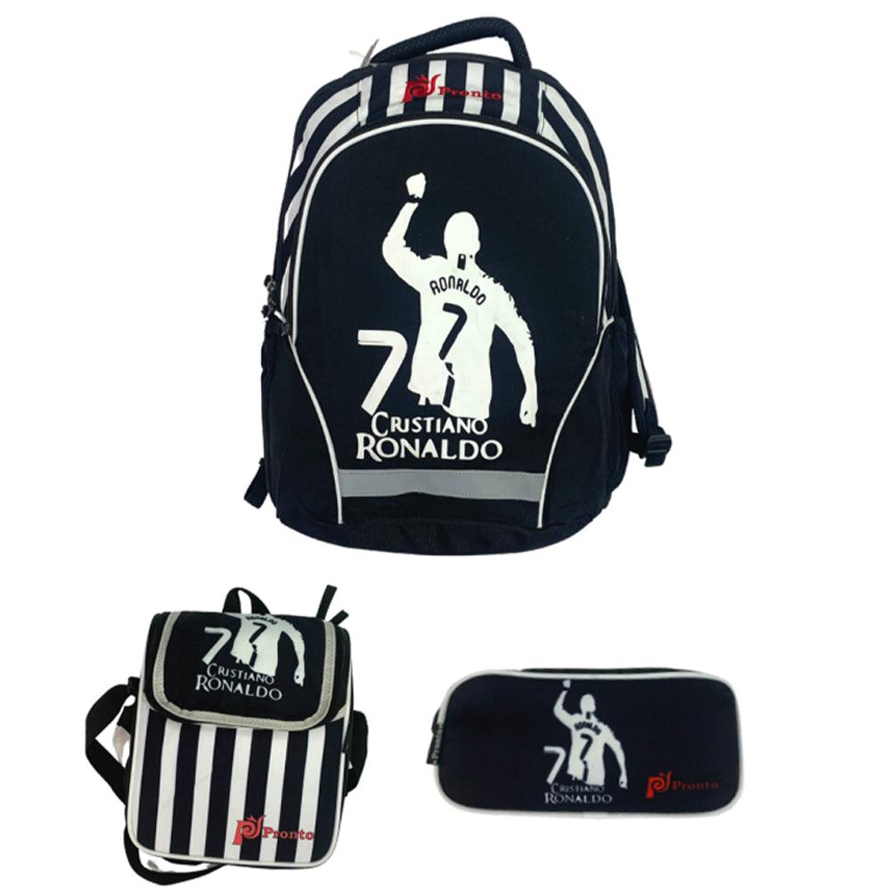 Pronto 18 Inch School Bag Cristiano Ronaldo Set-6 (3 Pieces) - Karout Online -Karout Online Shopping In lebanon - Karout Express Delivery 