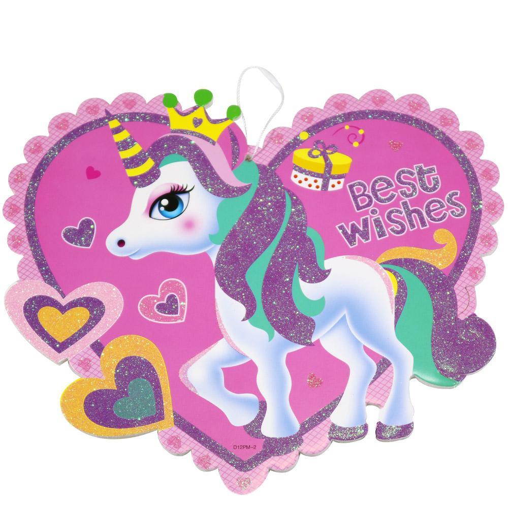 Birthday - Pink Heart Unicorn Decoration / Q-958 Birthday & Party Supplies